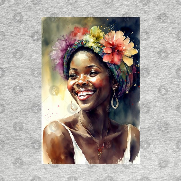 Watercolour print of a beautiful Black Queen by Buff Geeks Art